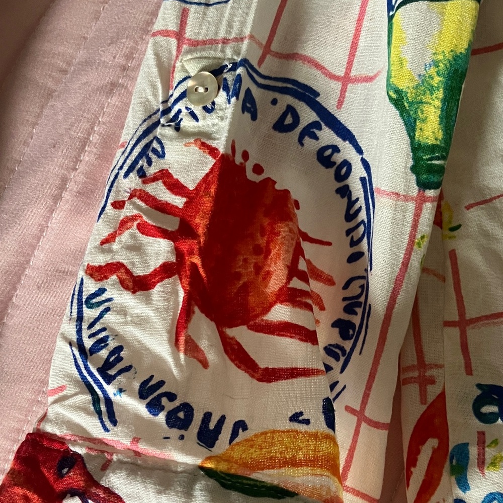 Colorful crawfish crab shrimp boil seafood themed shirt blouse Large - Picture 11 of 12